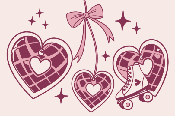 Download Pink Disco Hearts Retro Valentine's - Disco Collection