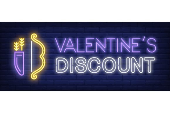 Download Valentines Discount Neon Text with Bow a - Disco Collection