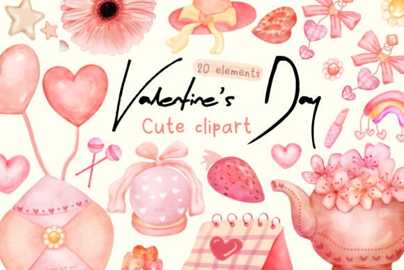 Download Cute Valentine Clipart Watercolor PNG - Cute valentine clipart Collection